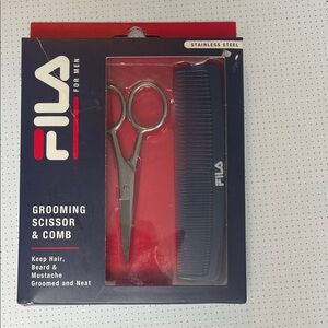 Fila Men’s Grooming Scissor & Comb Set - Navy, Silver, Red